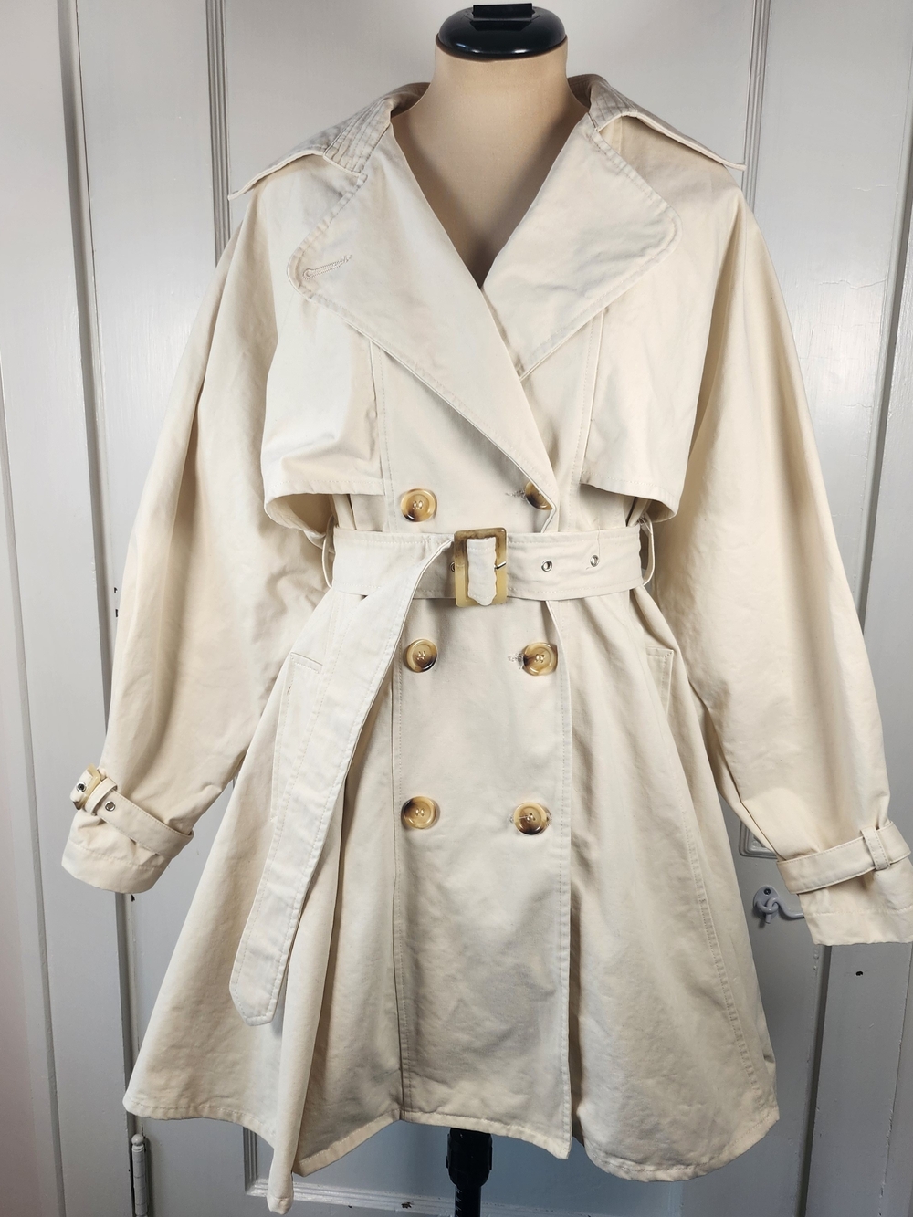 Mamô Beige Full Skirted Dress Trench Coat Sz EU36